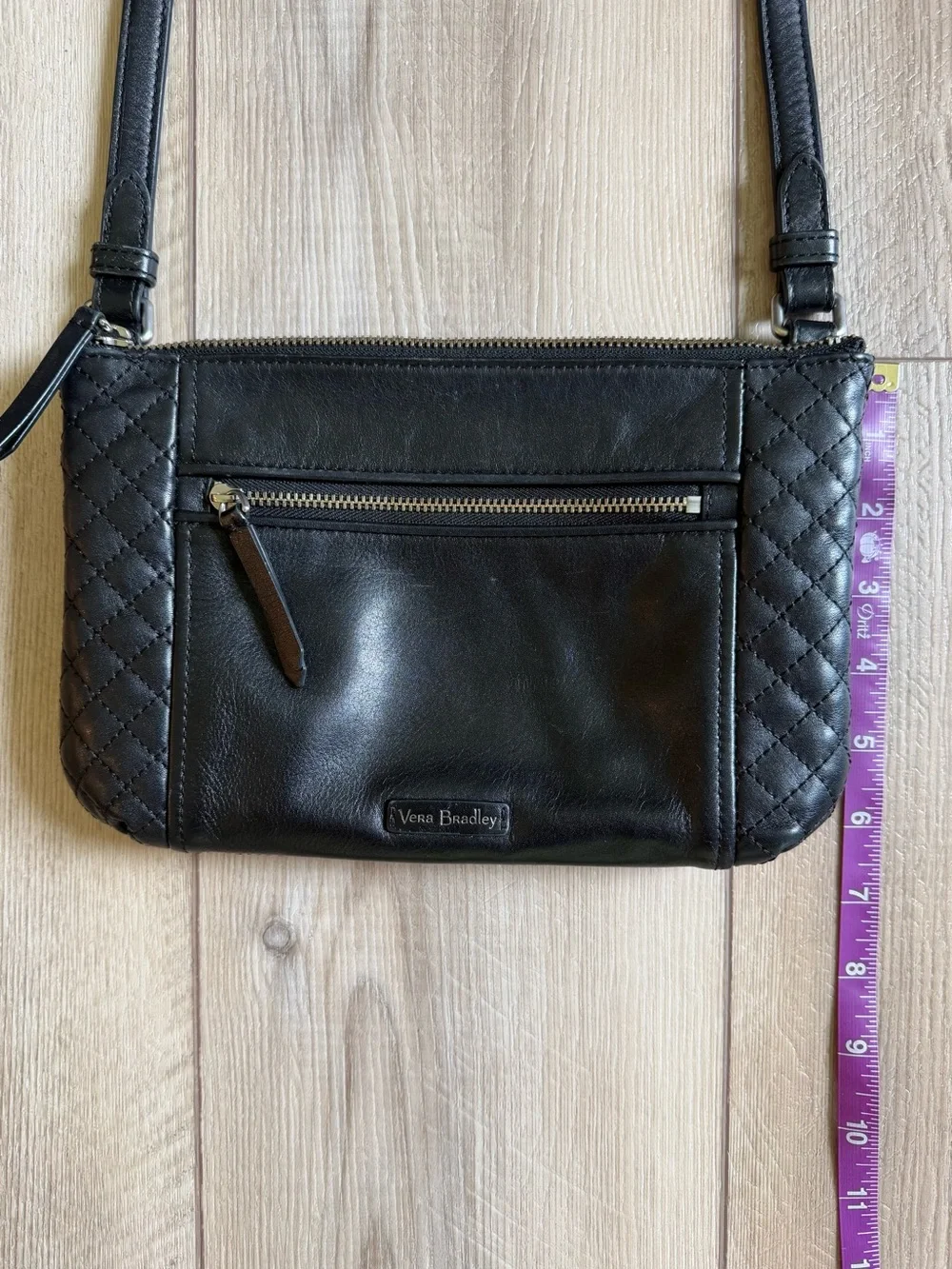 Vera Bradley Carry-All Black Quilted Leather Crossbody Purse